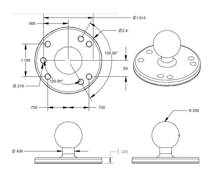 RAM MOUNTS Basisplatte rund, B-Kugel