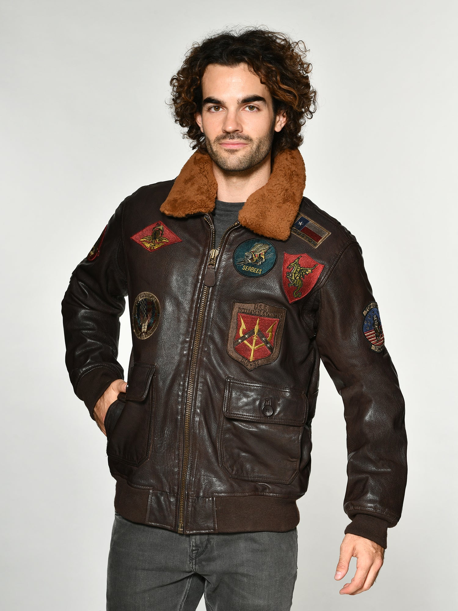 Top Gun Seabees Lederjacke
